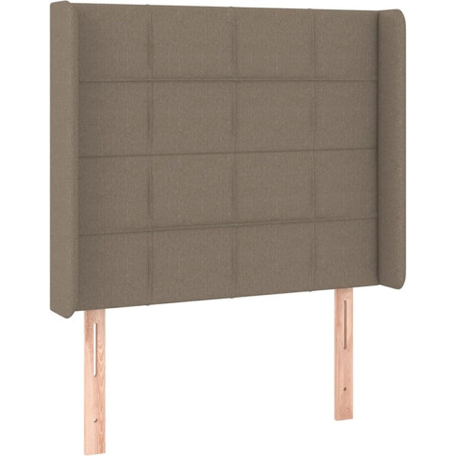 vidaXL - Hoofdbord - met - randen - 93x16x118/128 - cm - stof - taupe afbeelding 1