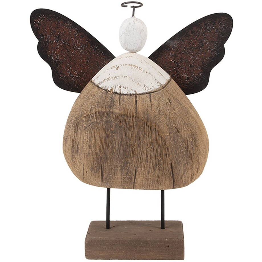 Clayre & Eef Decoratie Beeld Engel 13x5x19 cm Bruin Hout Clayre & Eef Decoratie Beeld Engel 13x5x19 cm Bruin Hout afbeelding 1