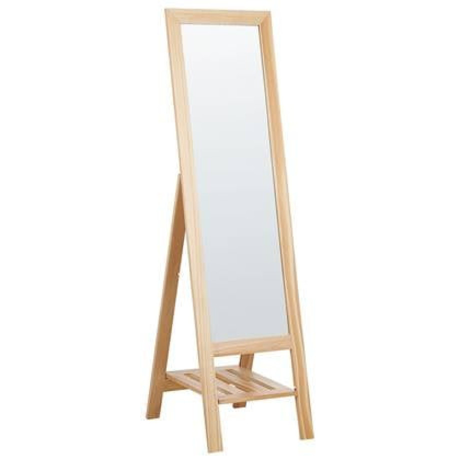 Beliani - LUISANT - Staande spiegel - Lichte houtkleur - Dennenhout afbeelding 1