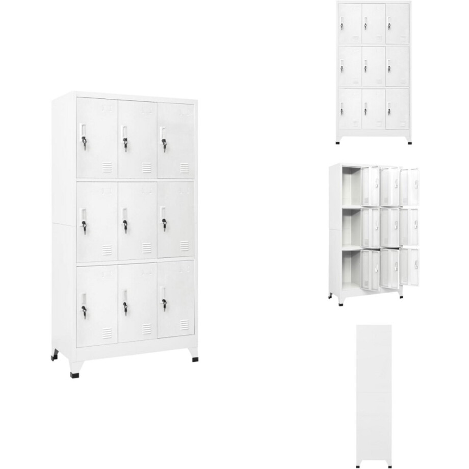 vidaXL Lockerkast - Lockerkasten - Locker Kast - Locker Kasten - Lockerkast met 9 vakken 90x45x180 cm staal grijs afbeelding 1
