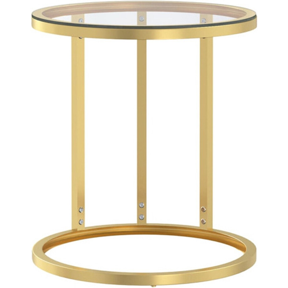 vidaXL - Bijzettafel - 45 - cm - gehard - glas - goudkleurig - en - transparant vidaXL - Bijzettafel - 45 - cm - gehard - glas - goudkleurig - en - transparant afbeelding 1