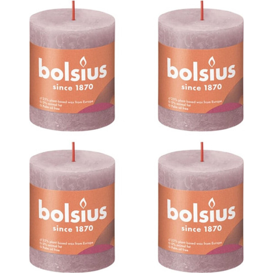 Bolsius Stompkaarsen Shine 4 st rustiek 80x68 mm ash rose Bolsius Stompkaarsen Shine 4 st rustiek 80x68 mm ash rose afbeelding 1
