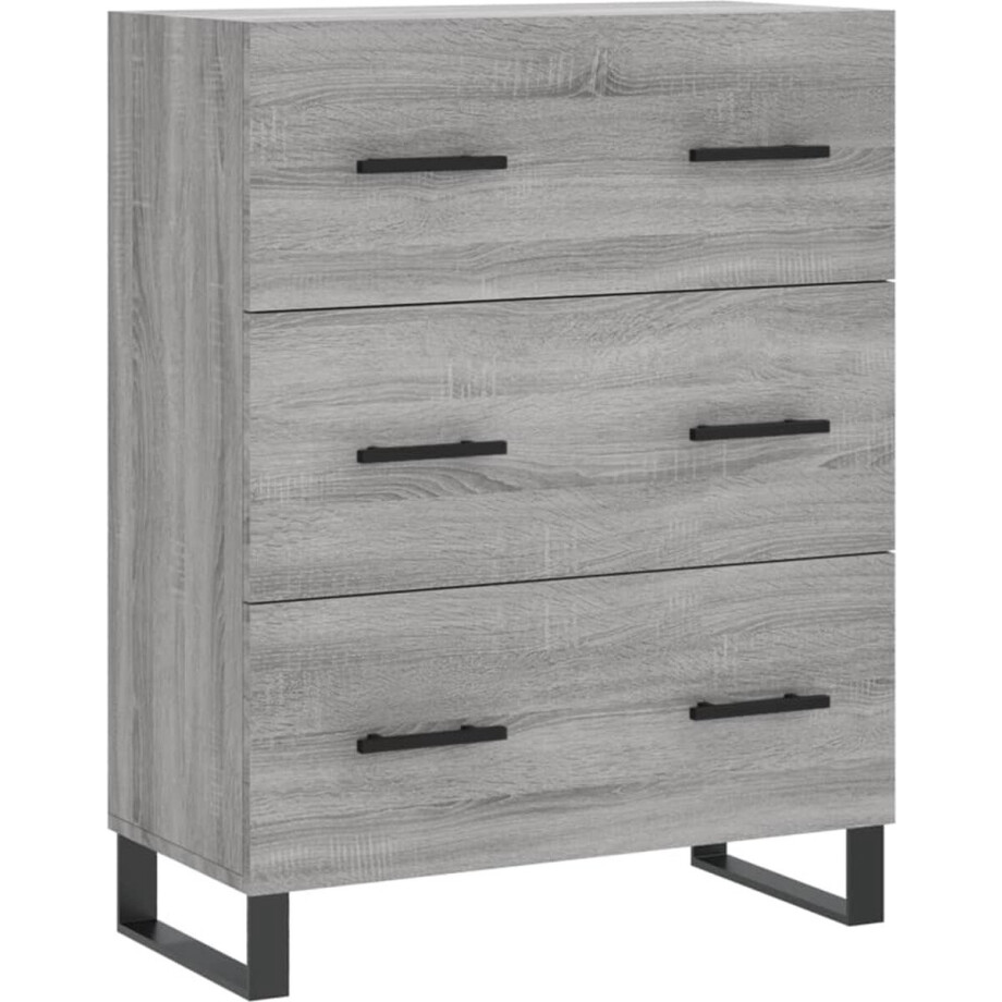 vidaXL - Dressoir - 69,5x34x90 - cm - bewerkt - hout - grijs - sonoma - eikenkleurig afbeelding 1