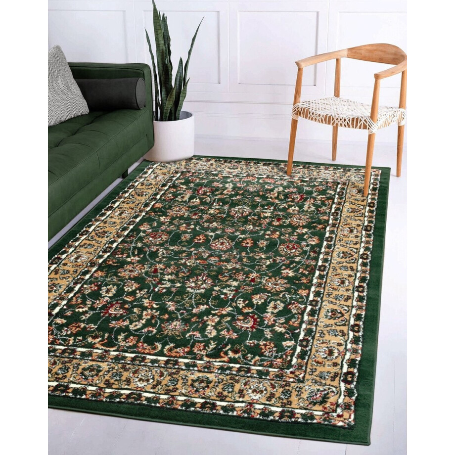 Flycarpets Klassiek Groen / Beige Vloerkleed Skazar - Oosters motief - Perzisch Tapijt Laagpolig - Woonkamer - 160x230 cm afbeelding 1