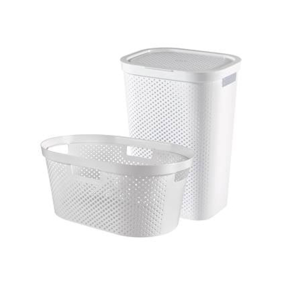 Curver Infinity Recycled Wasmand 60L + Wasmand 40L - Wit afbeelding 1