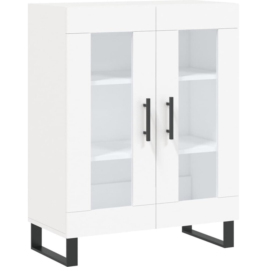 vidaXL - Dressoir - 69,5x34x90 - cm - bewerkt - hout - wit afbeelding 1