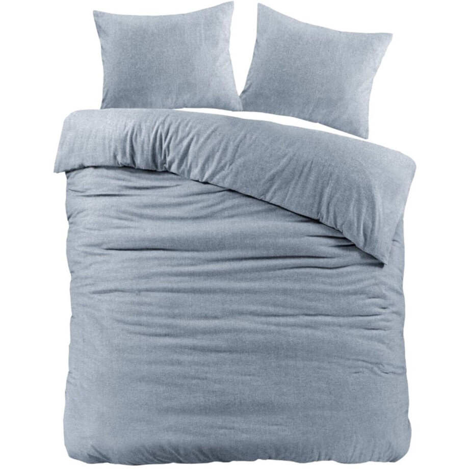 Dekbedovertrek Flanel Blauw Brienz - 200x200/220 cm - Super Zacht en Warm afbeelding 1