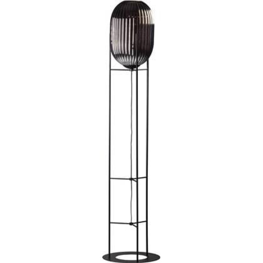 ETH Vloerlamp Glamm L 30cm|176cm Smoke Glass Ribbel | Zwart afbeelding 1