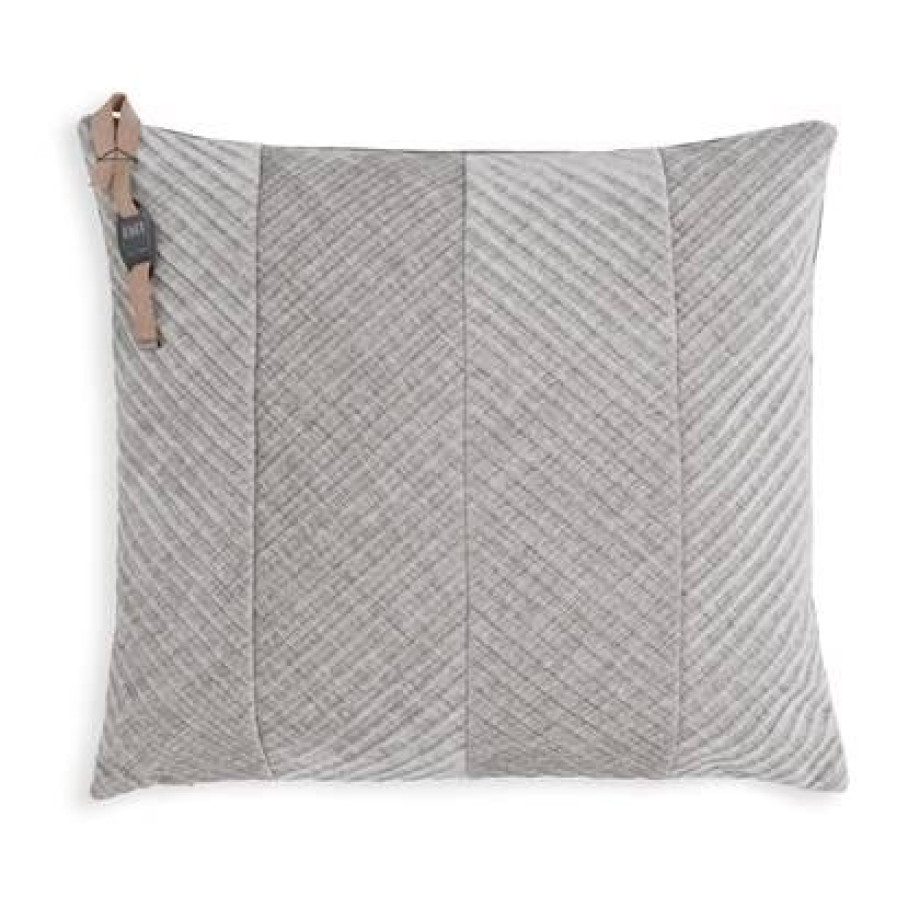 Knit Factory Beau Sierkussen - Licht Grijs - 50x50 cm afbeelding 1
