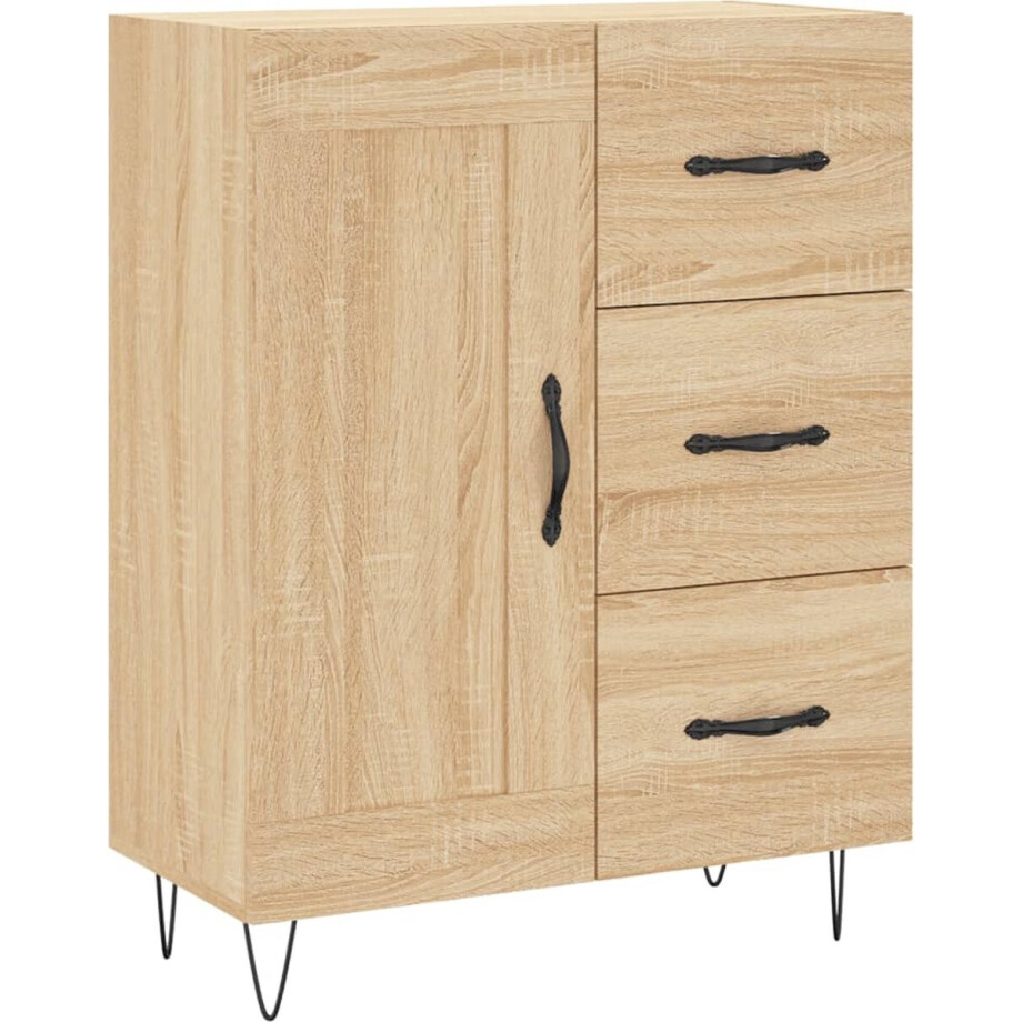 vidaXL - Dressoir - 69,5x34x90 - cm - bewerkt - hout - sonoma - eikenkleurig afbeelding 1