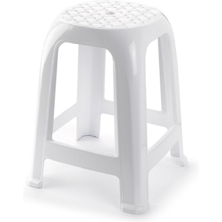 PlasticForte Opstap krukje - 3x stuks - L37 x H46,5 cm - wit - keukenkrukje - verhoger opstapjes afbeelding 1