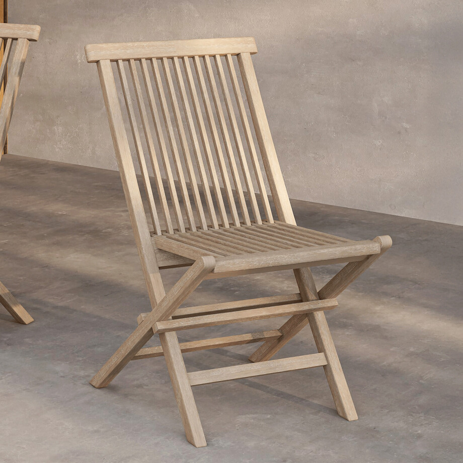 Nohr Inklapbare Tuinstoel 'Amberia' Teakhout, kleur Whitewash afbeelding 1