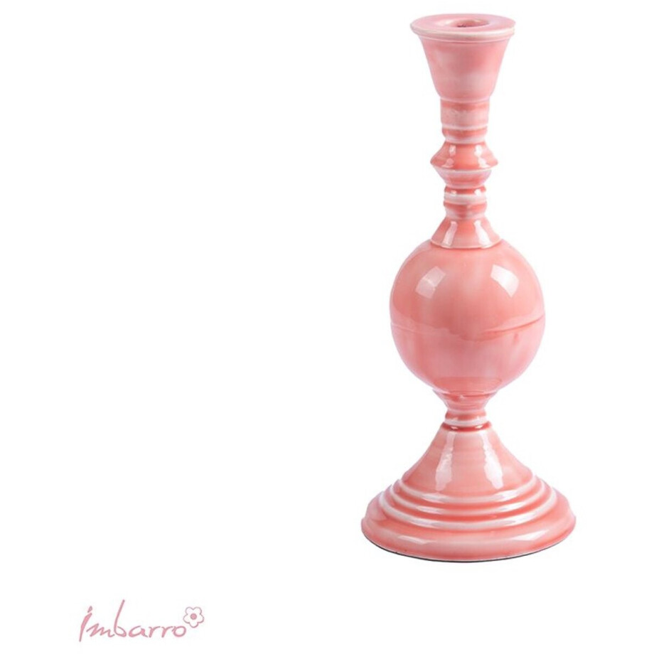 Imbarro – Kandelaar – Kaarsenhouder – Marley – Roze – Metaal – 10.5x25.5cm afbeelding 1