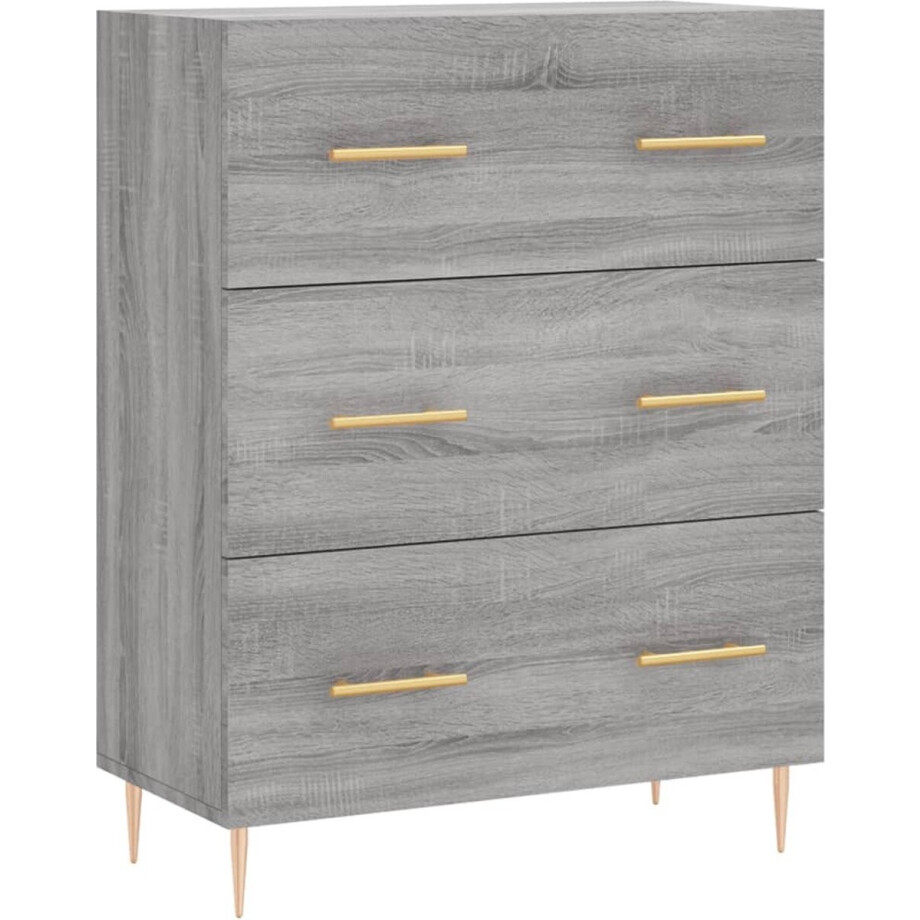 vidaXL - Dressoir - 69,5x34x90 - cm - bewerkt - hout - grijs - sonoma - eikenkleurig afbeelding 1