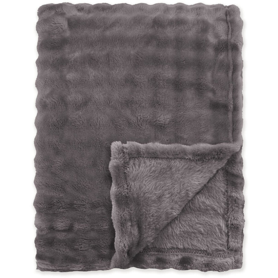 Byrklund Plaid Ribbed Comfort - 150x200 - 100% Polyester - Antraciet afbeelding 1