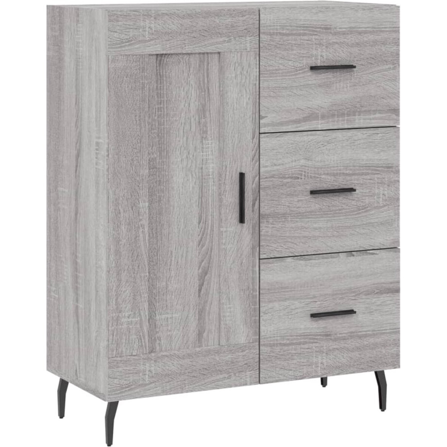 vidaXL - Dressoir - 69,5x34x90 - cm - bewerkt - hout - grijs - sonoma - eikenkleurig afbeelding 1