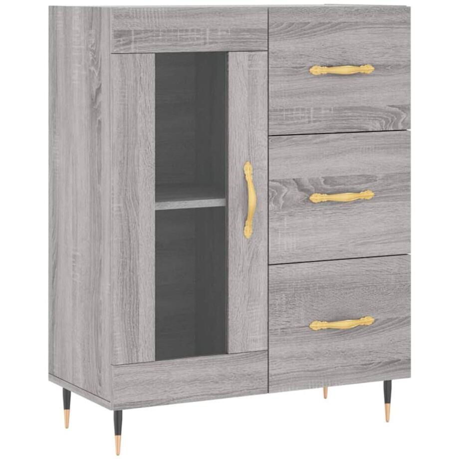 vidaXL Dressoir 69,5x34x90 cm bewerkt hout grijs sonoma eikenkleurig afbeelding 1