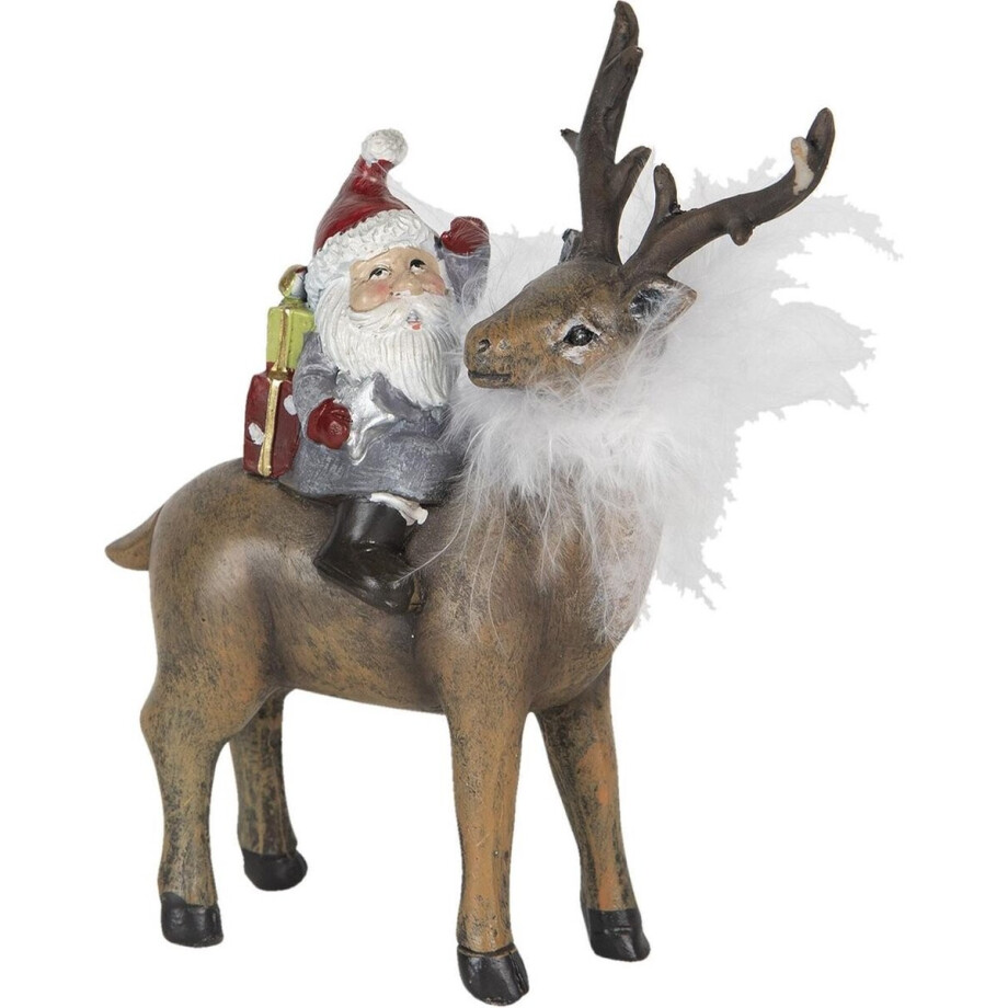 Clayre & Eef Beeld Kerstman 12x5x13 cm Bruin Polyresin Kerstdecoratie afbeelding 1