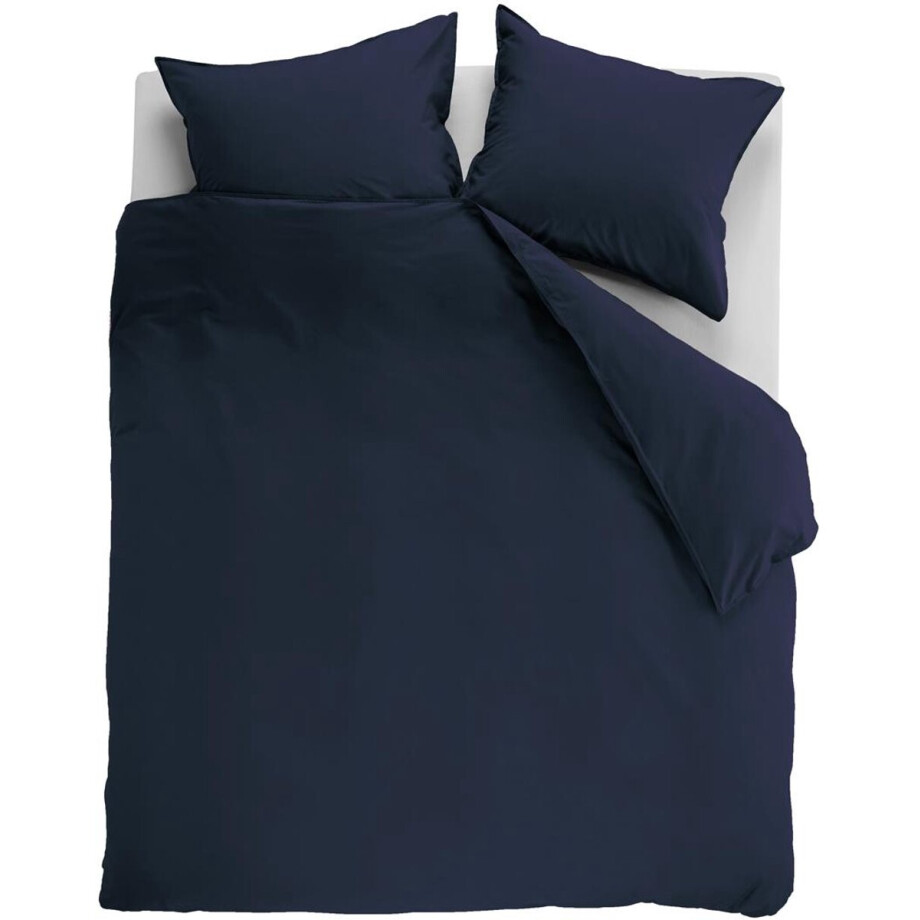 Ambiante Cotton Uni dekbedovertrek - Effen - Lits-Jumeaux XL - 260x200/220 cm - Donker Blauw afbeelding 1