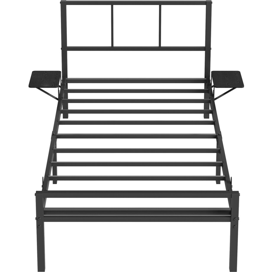 Eenpersoonsbedframe - Voor matras van 90 x 190 cm - Metalen frame - 206,5 x 90,5 x 87 cm - Zwart afbeelding 1