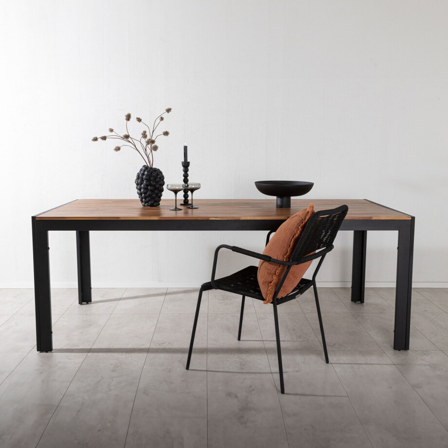 Nohr Tuintafel 'Catheryne' Acaciahout, 205 x 90cm, kleur Zwart Nohr Tuintafel 'Catheryne' Acaciahout, 205 x 90cm, kleur Zwart afbeelding 1