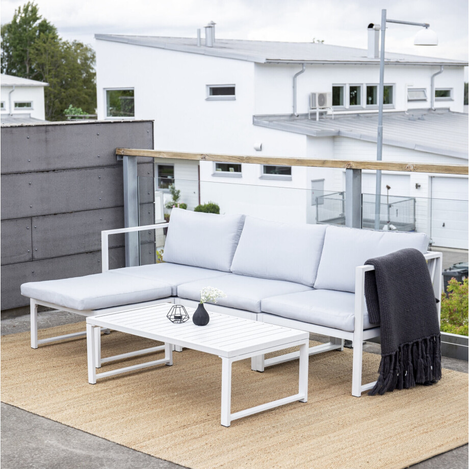 Nohr Loungeset 'Terah' Met loungebank en tafel, kleur Wit Nohr Loungeset 'Terah' Met loungebank en tafel, kleur Wit afbeelding 1