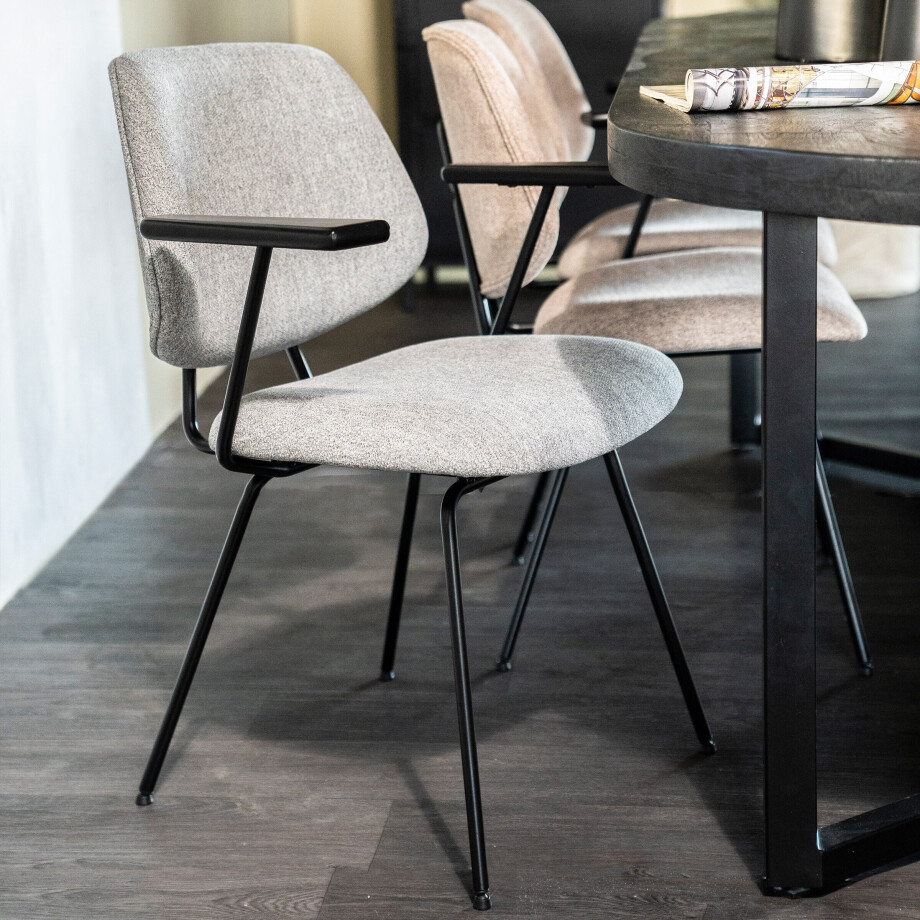 Eleonora Eetkamerstoel 'Lynn' met armleuning, kleur Grijs Fletcher afbeelding 1