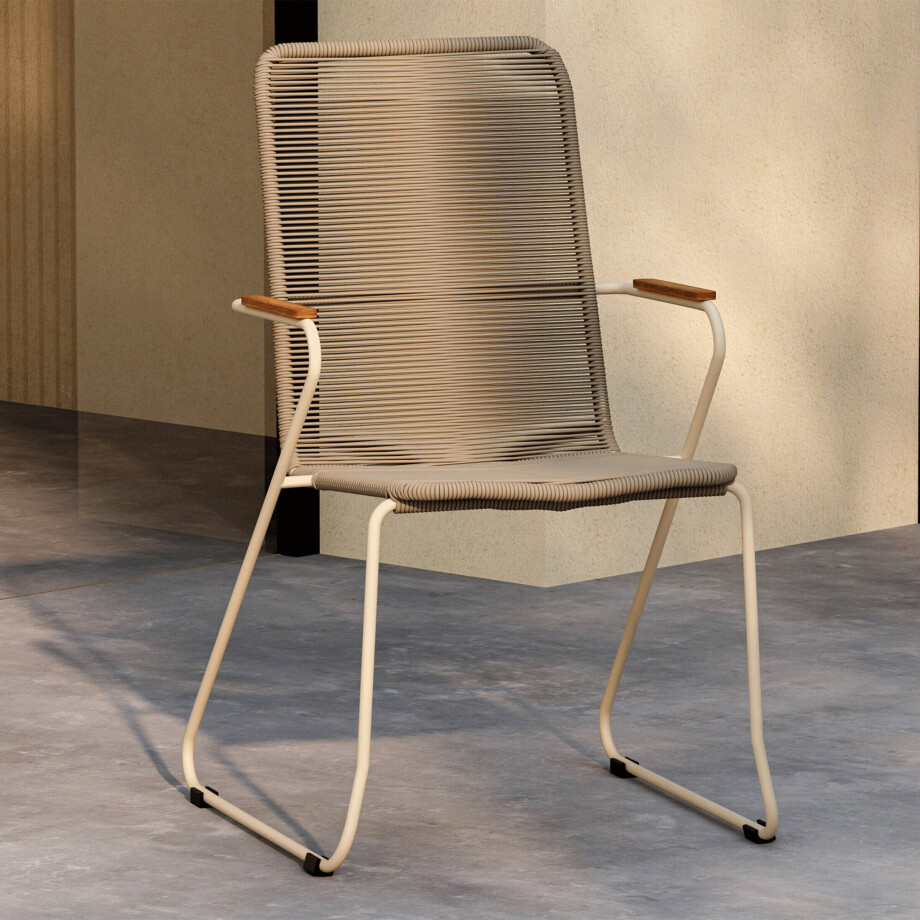 Nohr Tuinstoel 'Catheryne' Polyester touw en acaciahout, kleur Beige Nohr Tuinstoel 'Catheryne' Polyester touw en acaciahout, kleur Beige afbeelding 1