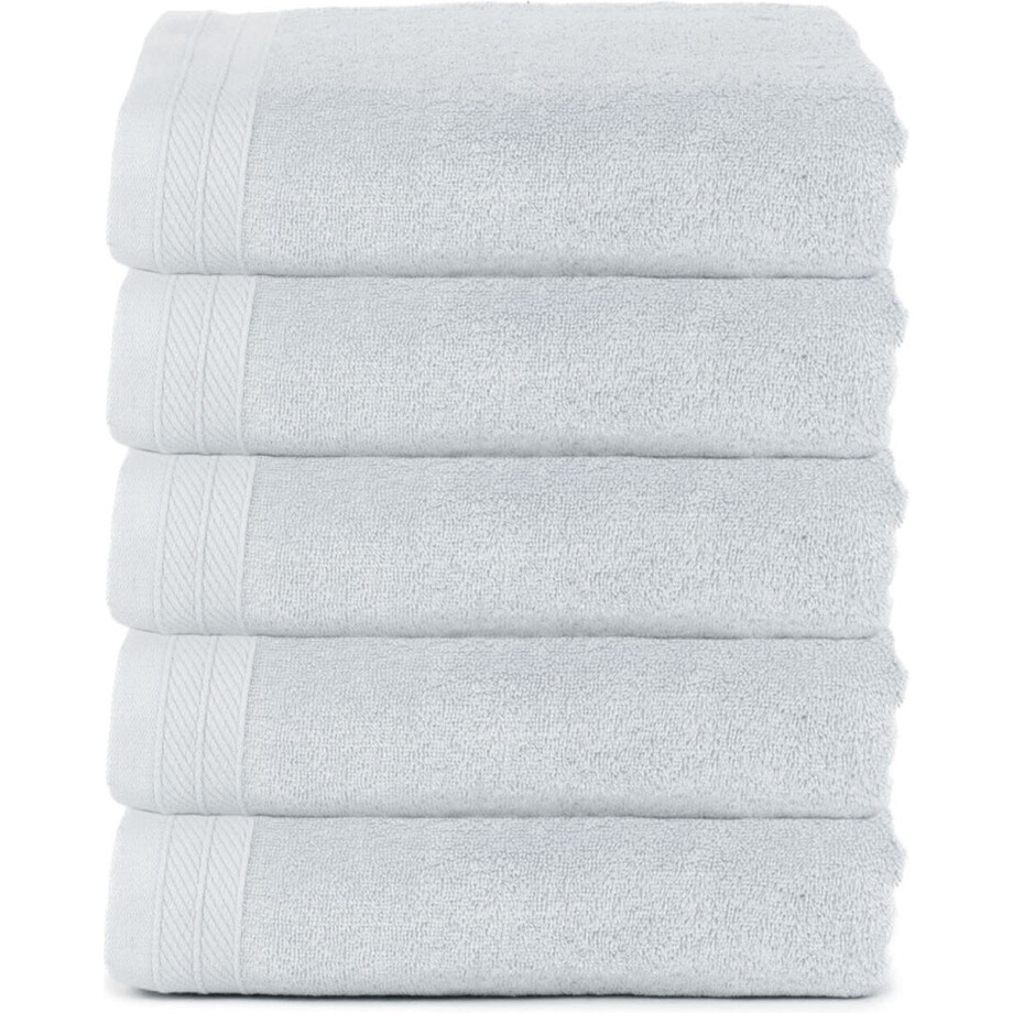 The One Towelling Organische Handdoeken Set - 5 Stuks - 50 x 100 cm - Hotelkwaliteit - Handdoekenset - Badhanddoek - Organisch katoen - Zilver afbeelding 1
