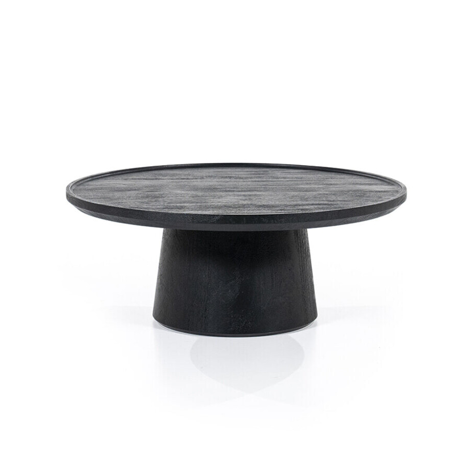 Eleonora Ronde Salontafel 'Ron' Mangohout, kleur Zwart, 80cm Eleonora Ronde Salontafel 'Ron' Mangohout, kleur Zwart, 80cm afbeelding 1