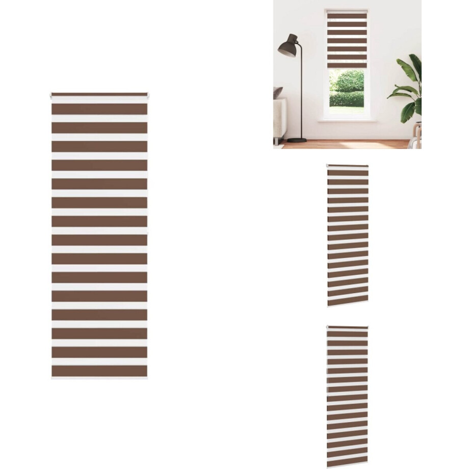 vidaXL Zebra Jaloezie - Zebra Jaloezieën - Zebra Rolgordijn - Dubbel Rolgordijn - Zebra rolgordijn 80x200 cm stofbreedte 75,9 cm polyester bruin afbeelding 1