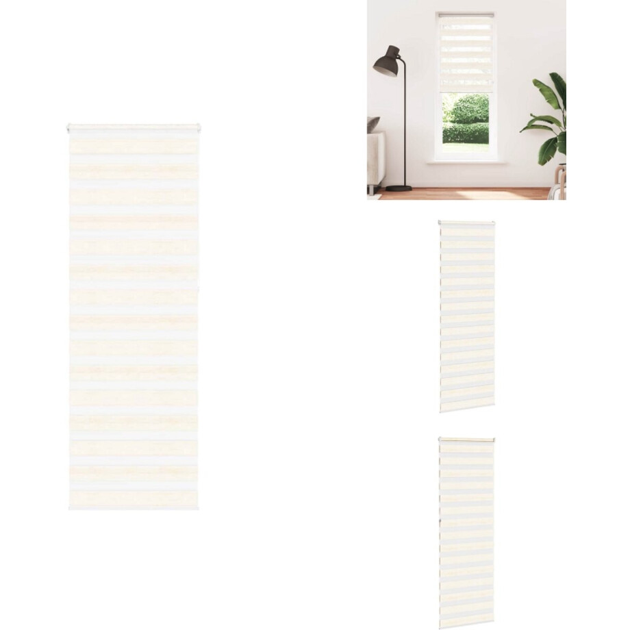 vidaXL Zebra Jaloezie - Zebra Jaloezieën - Zebra Rolgordijn - Dubbel Rolgordijn - Zebra rolgordijn 90x230 cm stofbreedte 85,9 cm marmerbeige afbeelding 1