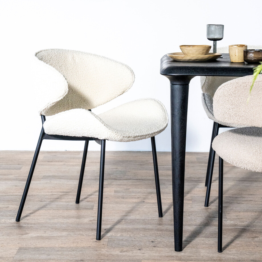 Eleonora Eetkamerstoel 'Tess' Bouclé, kleur Beige afbeelding 1