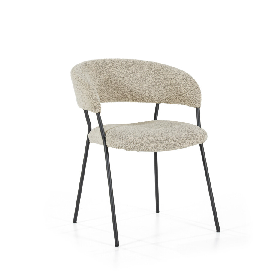 Eleonora Eetkamerstoel 'Luka' Bouclé, kleur Taupe Eleonora Eetkamerstoel 'Luka' Bouclé, kleur Taupe afbeelding 1