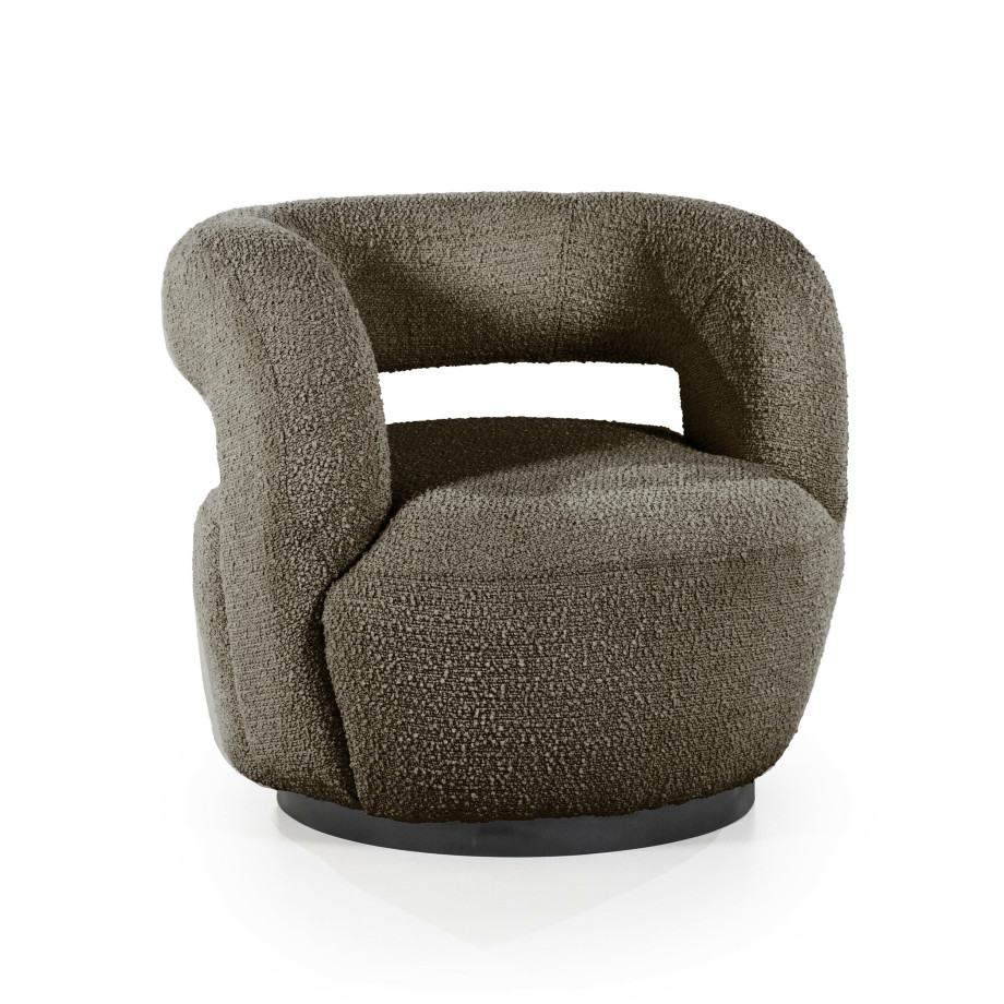 Eleonora Draaifauteuil 'Sharon' Bouclé, kleur Bruin afbeelding 1