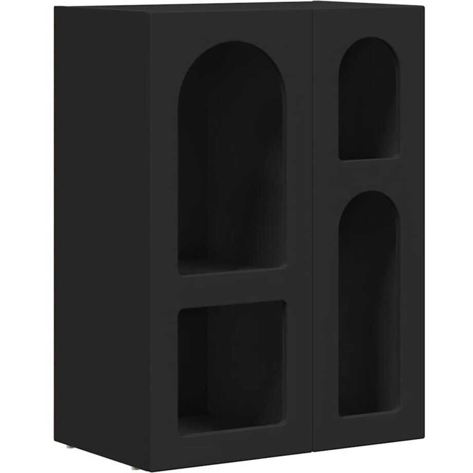 vidaXL - Dressoir - Zwart - 59 - x - 35 - x - 80.5 - cm - Bewerkt - hout afbeelding 1