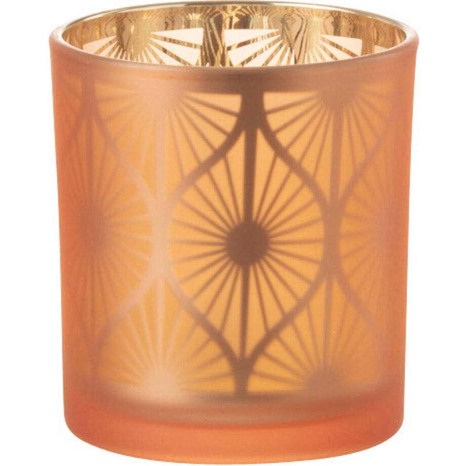 J-Line kaarshouder Ruit Bloemen - glas - oranje - small - 3 stuks J-Line kaarshouder Ruit Bloemen - glas - oranje - small - 3 stuks afbeelding 1