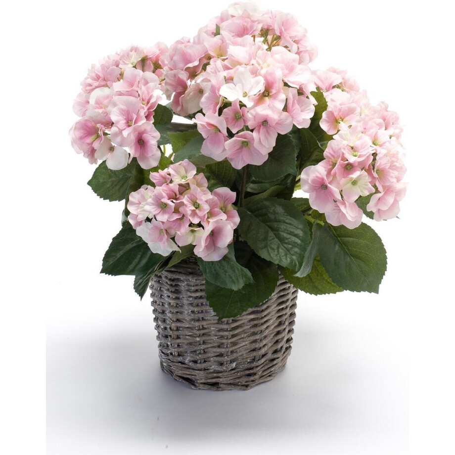 Emerald - Kunstplant Hortensia 45cm roze in pot - Kunstplant voor binnen afbeelding 1