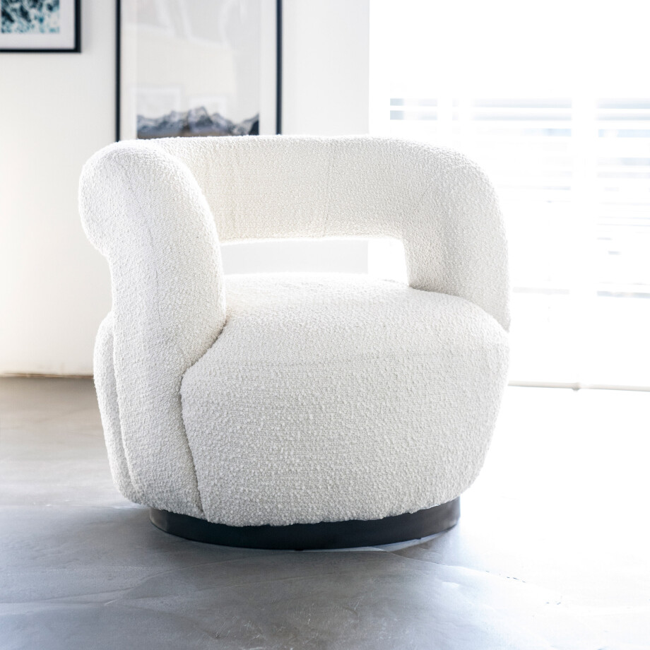 Eleonora Draaifauteuil 'Sharon' Bouclé, kleur Beige afbeelding 1