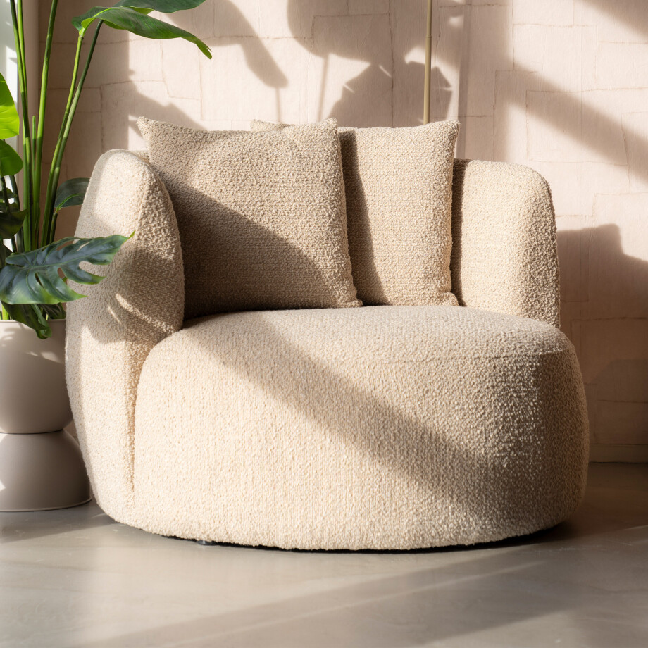 Eleonora Fauteuil 'Louis' Bouclé, kleur Zand Eleonora Fauteuil 'Louis' Bouclé, kleur Zand afbeelding 1