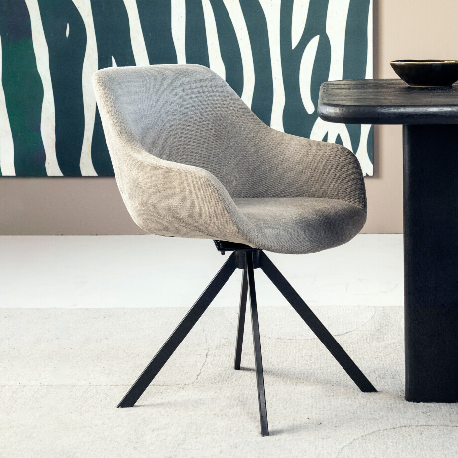 Eleonora Draaibare Eetkamerstoel 'Mamé' kleur Beige Eleonora Draaibare Eetkamerstoel 'Mamé' kleur Beige afbeelding 1