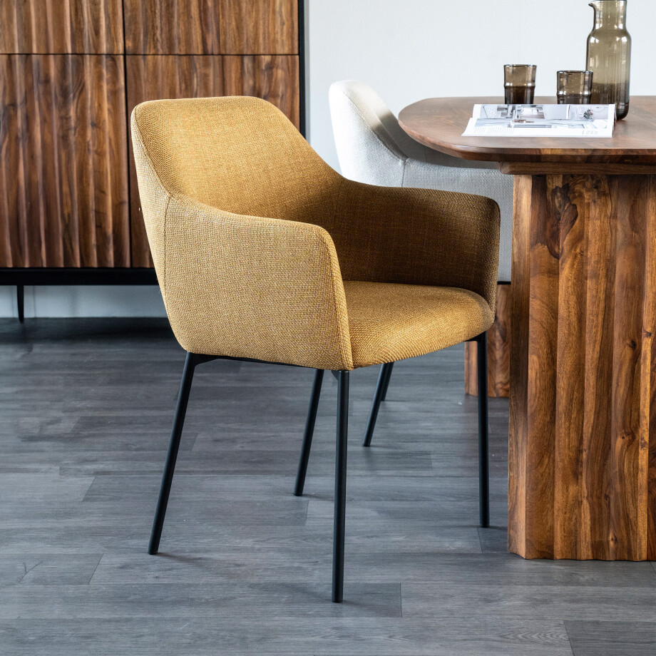 Eleonora Eetkamerstoel 'Paul' kleur Mosterdgeel afbeelding 1
