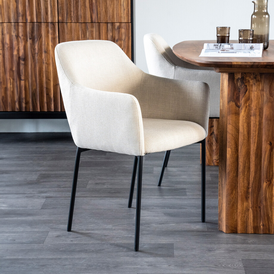 Eleonora Eetkamerstoel 'Paul' kleur Beige Eleonora Eetkamerstoel 'Paul' kleur Beige afbeelding 1