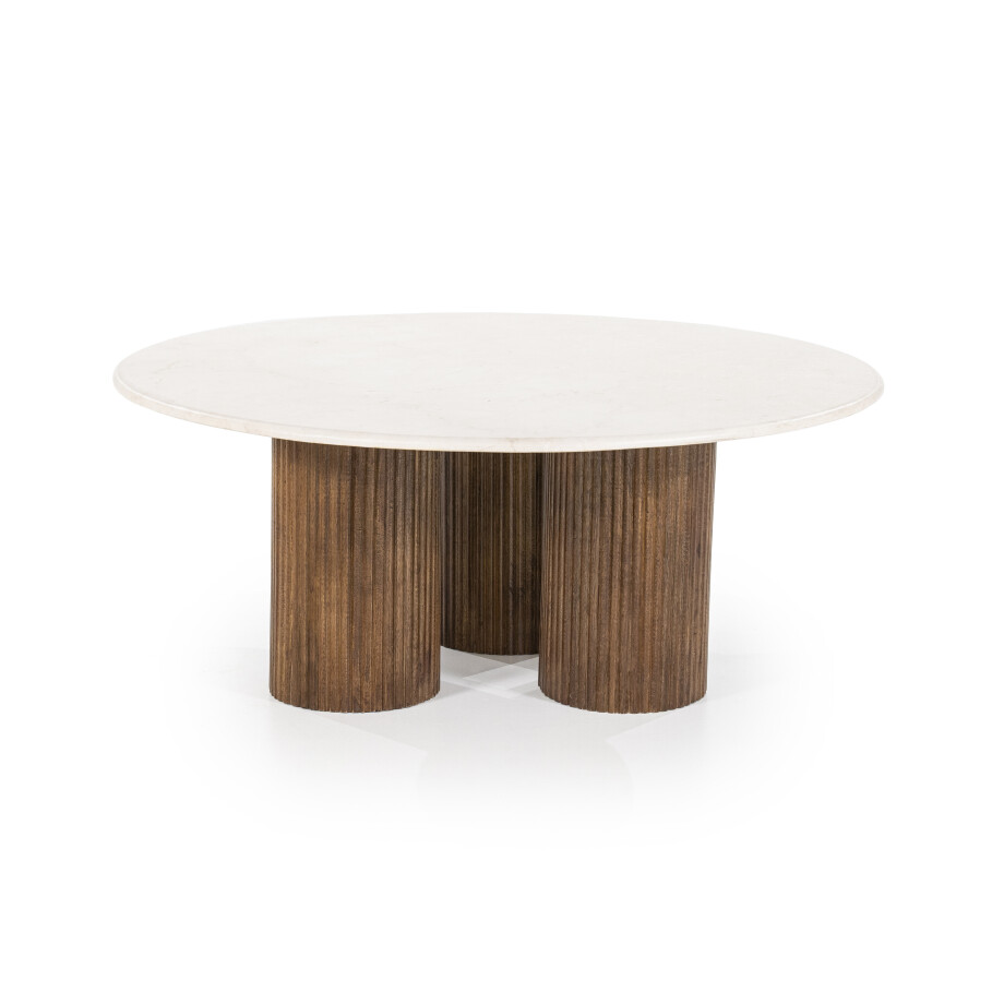 Eleonora Ronde Salontafel 'Xavi' Marmer en mangohout, 90cm afbeelding 