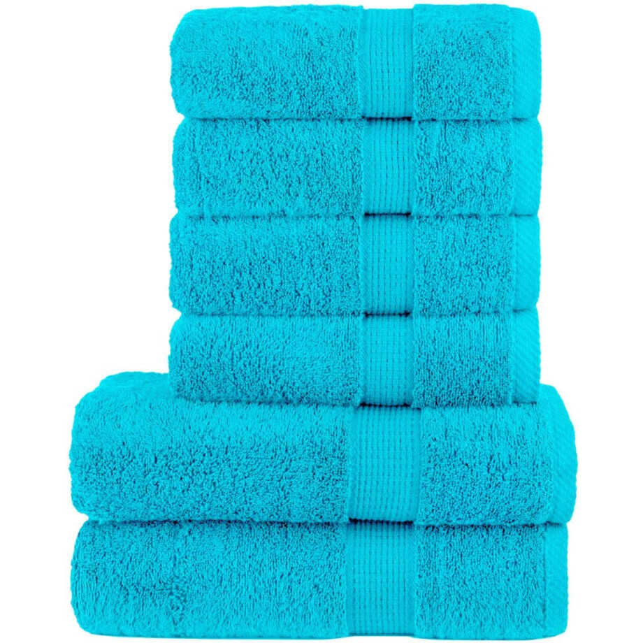 vidaXL - 6-delige - Handdoekenset - SOLUND - 600 - g/m² - turquoise vidaXL - 6-delige - Handdoekenset - SOLUND - 600 - g/m² - turquoise afbeelding 1