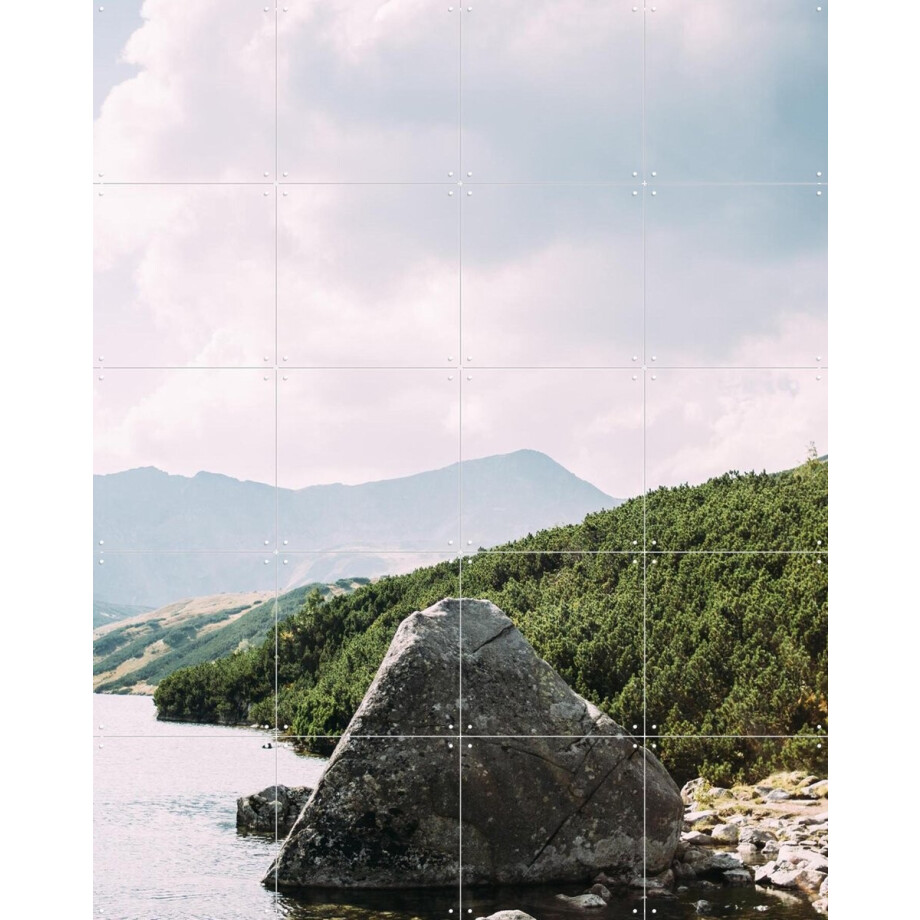 IXXI Rock in Lake, Pati Photography - 80 x 100 cm - Gratis ophangtool - Grote wanddecoratie en posters - Naturalisme, Fotografie, Woonkamer afbeelding 1
