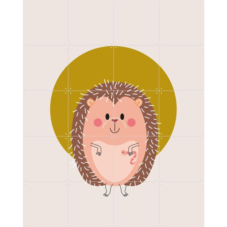 IXXI Hedgehog, Jetske Kox - 80 x 100 cm - Gratis ophangtool - Grote wanddecoratie en posters - Speels, Cartoonesk, Illustraties, Babykamer afbeelding 1
