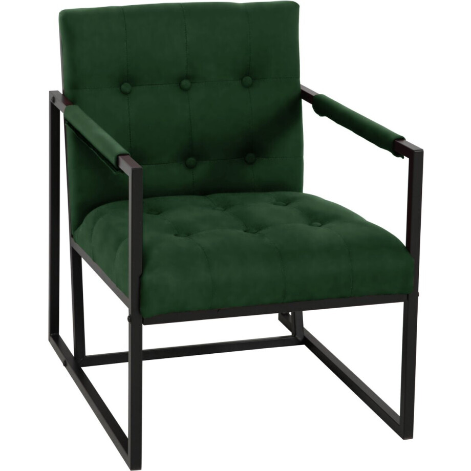 SVITA JONES cocktailstoel - loungestoel bekleed met stalen frame fluweel donkergroen afbeelding 1