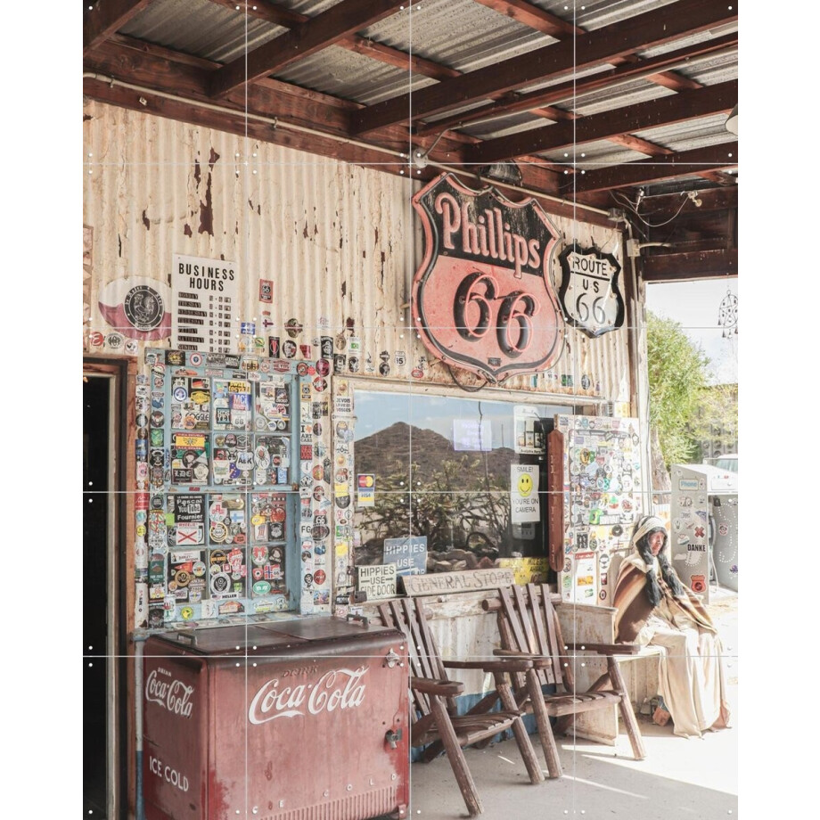IXXI Route 66 Arizona, Henrike Schenk - 80 x 100 cm - Gratis ophangtool - Grote wanddecoratie en posters - Retro, Illustraties, Vintage, Fotografie afbeelding 1