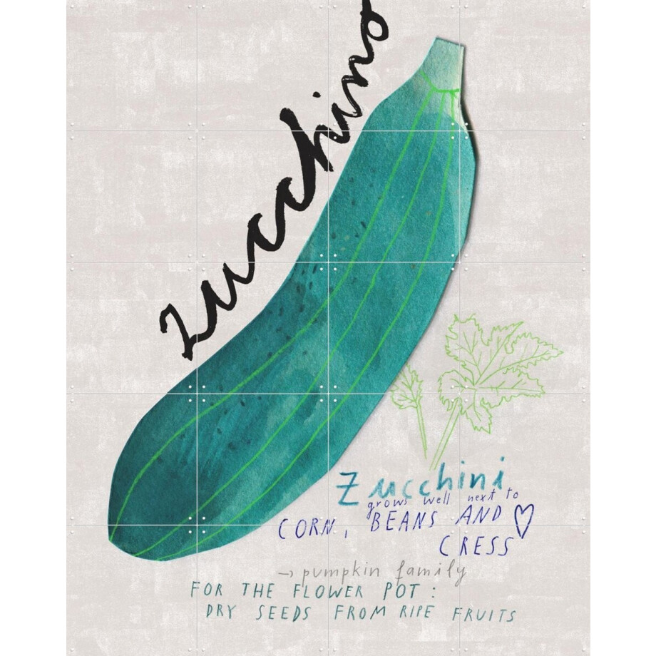 IXXI Zucchini EN, Signorinah - 80 x 100 cm - Grote wanddecoratie en posters - Grafisch Ontwerp, Speels, Illustraties, Eetkamer, Keuken, Botanisch afbeelding 1